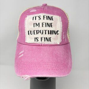 Women's Pink "It's Fine I'm Fine Everything Is Fine" Adjustable Ball Cap Hat